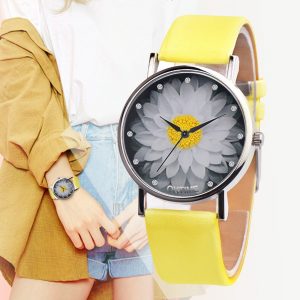 Flower Leather Quartz Wrist Watch